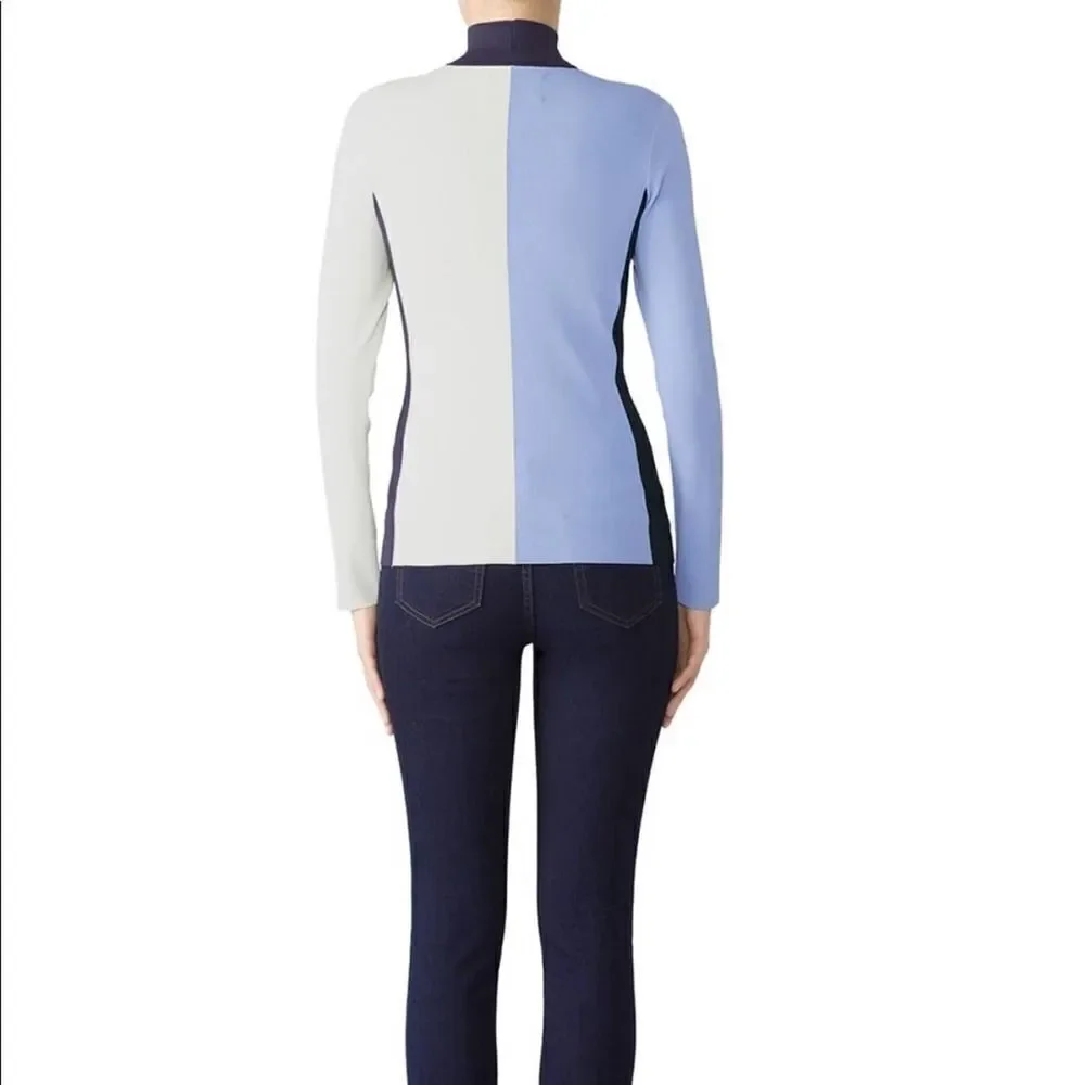TORY BURCH EUC Sport Turtleneck Vertical Colorblock Sweater SMALL